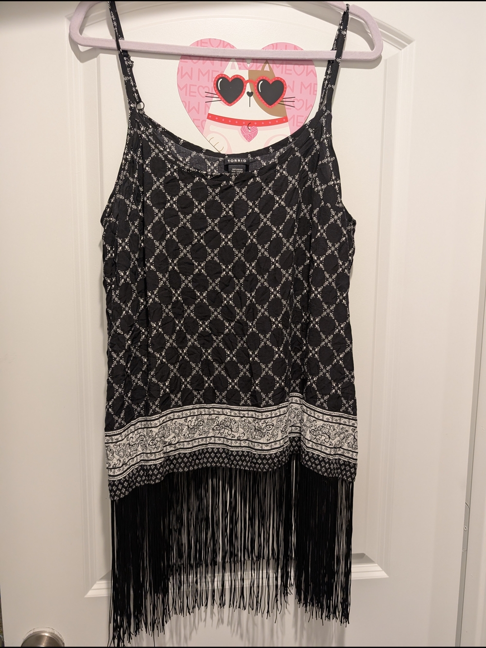 torrid Black and White Fringe Tank Top